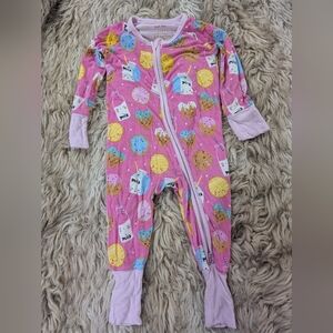 Pink Ice Cream and Milk Print Kids One Piece